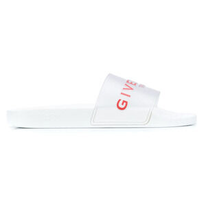 Givenchy Paris White Red PVC Clear Logo Slide On Pool Sandal Flip Flop Flat 39